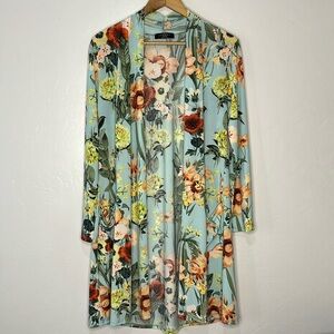 Johnny Was open front long sleeve floral top size Medium
